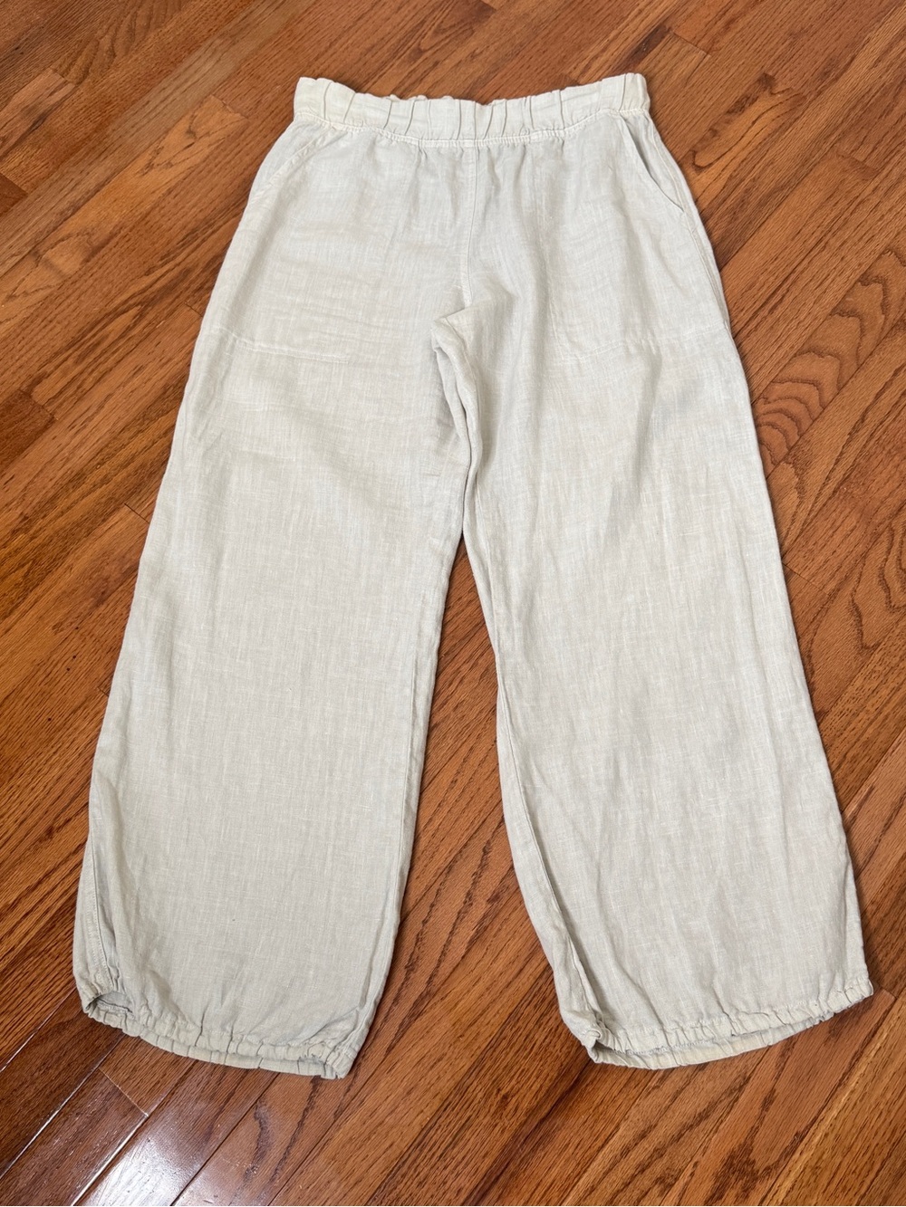 Cut Loose Linen Lantern Wide Leg Pants Natural Beige Size S - Picture 2 of 8
